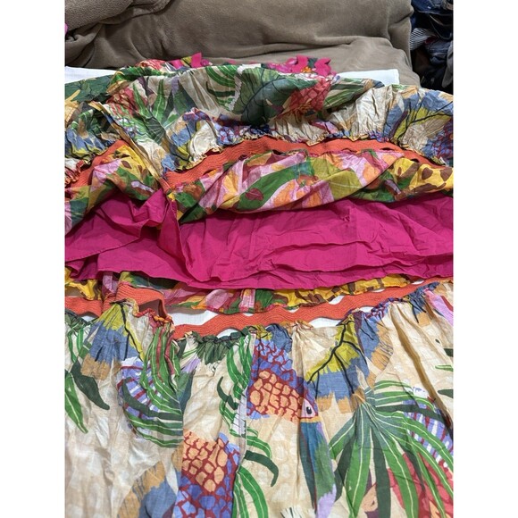 (T7) FARM RIO Wrap dress with painted toucan print. Long dress, tiered , size L - Picture 13 of 15